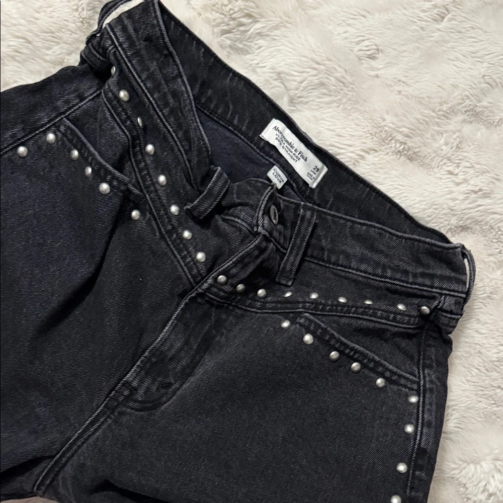 Black Studded Women's Jeans - Picture 3 of 7